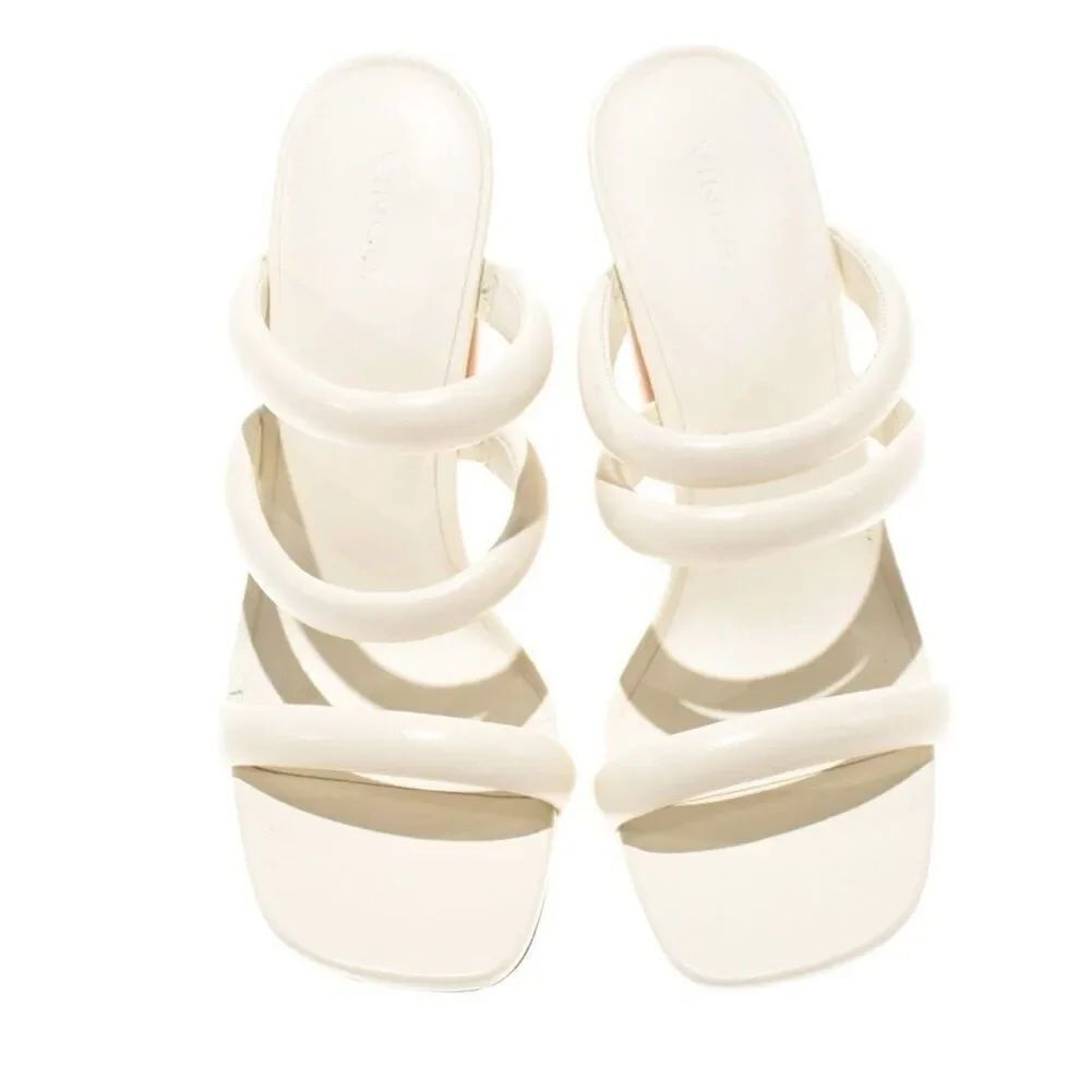 Vince Womens Size 10 Dara Block Heel Strappy Sandal Cream Leather Coastal Summer